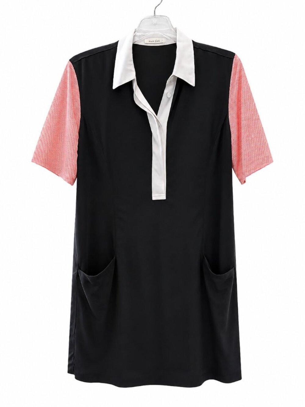 Equipment Femme Tatienne Silk Shift Dress Colorblock Black red Small Shirt Dress